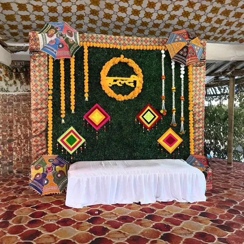 Greenery Haldi decoration Setup — view 2 of 3