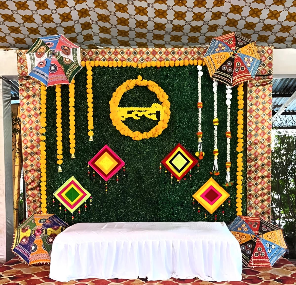 Greenery Haldi decoration Setup — view 1 of 3