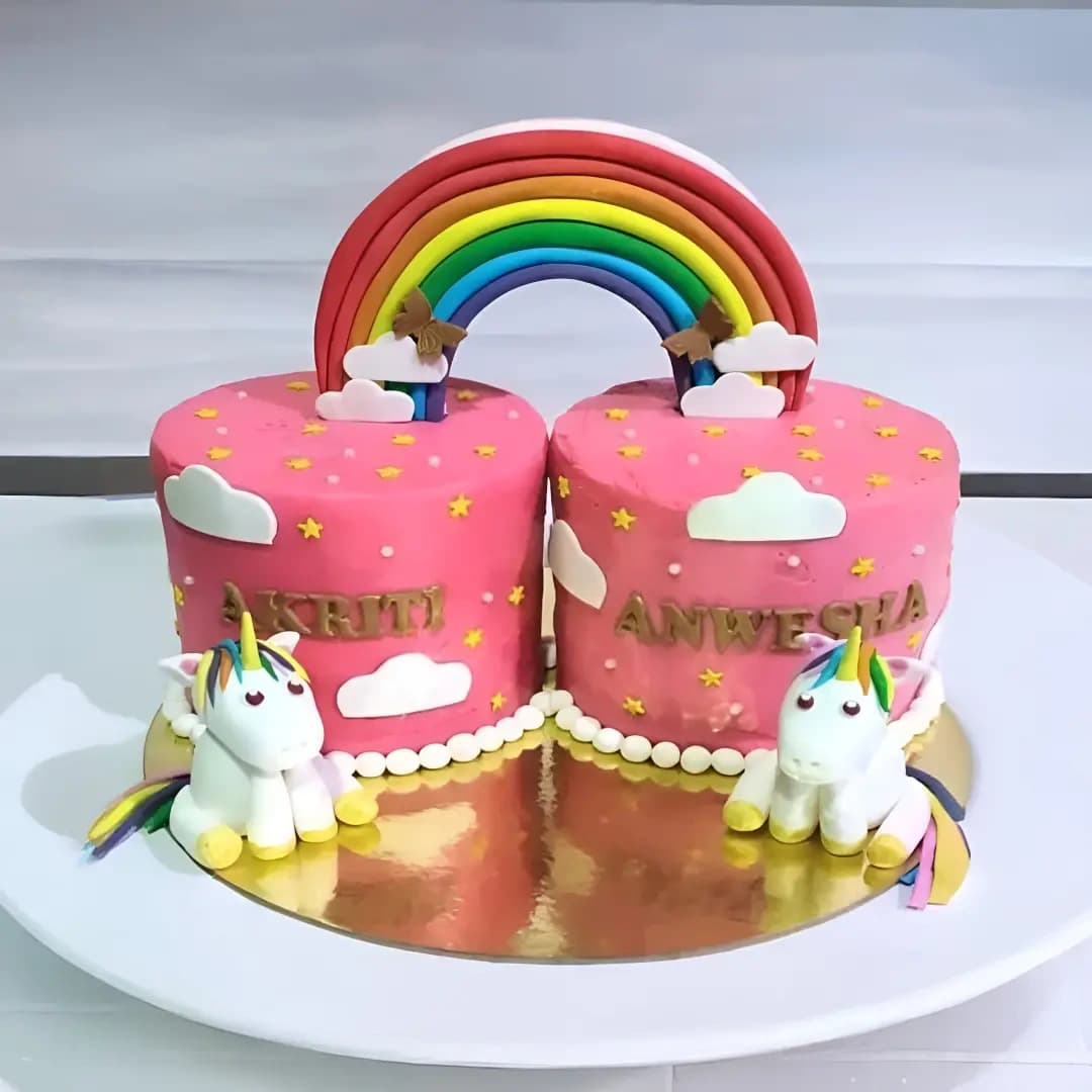 Unicorn Theme Cake for Twins Joy — view 2 of 2