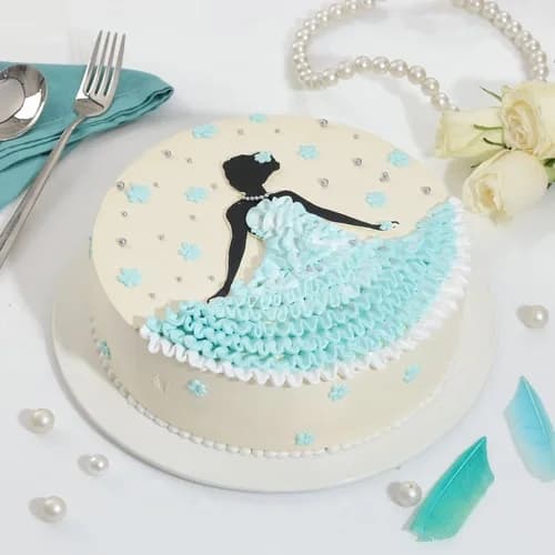 Elegant Blue Blossom Cake For Her Delice — view 1 of 3