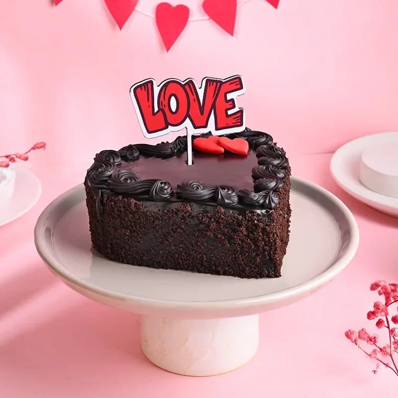 Heart Shape Chocolate Cake With Love Topper Delice — view 1 of 4
