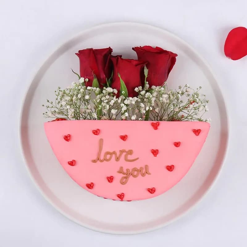Rosy Love Half Chocolate Cake Sweet — view 1 of 4