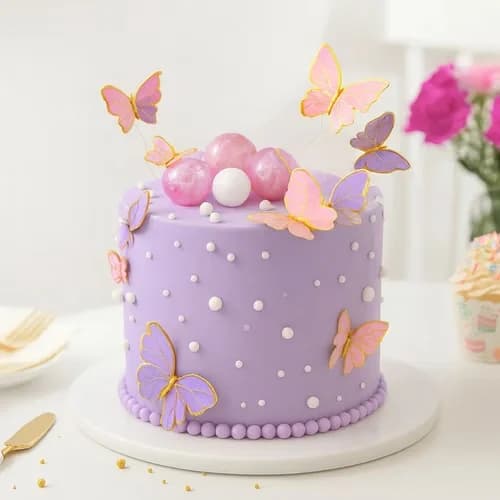 Purple Butterfly Celebration Cake (1kg) Delice — view 2 of 2
