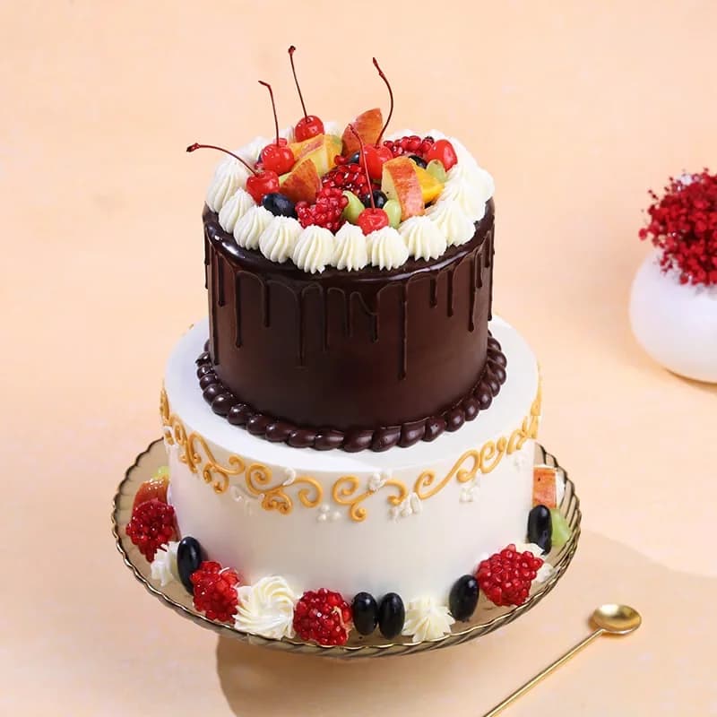 Two Tier Fruit Theme Cake Sweet — view 2 of 4