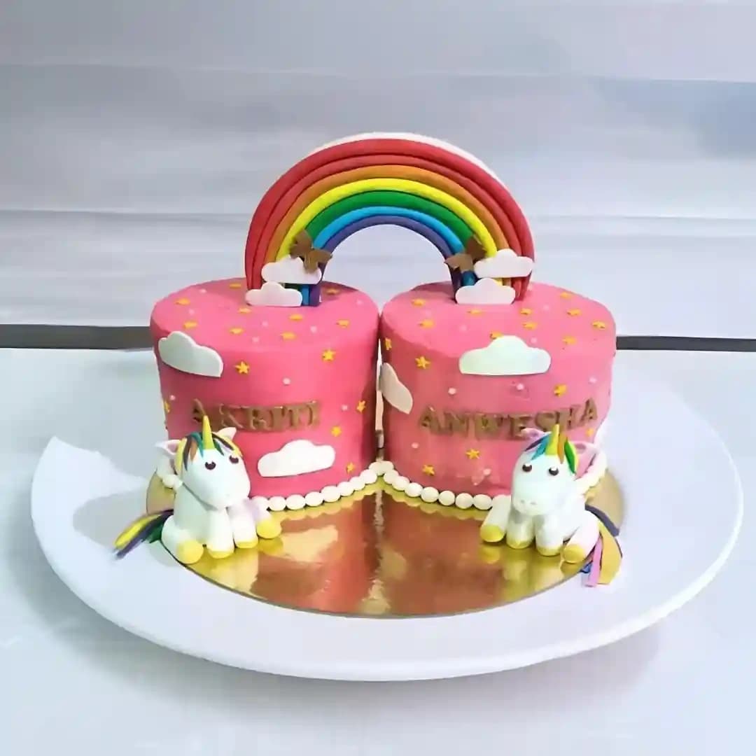 Unicorn Theme Cake for Twins Joy — view 1 of 2