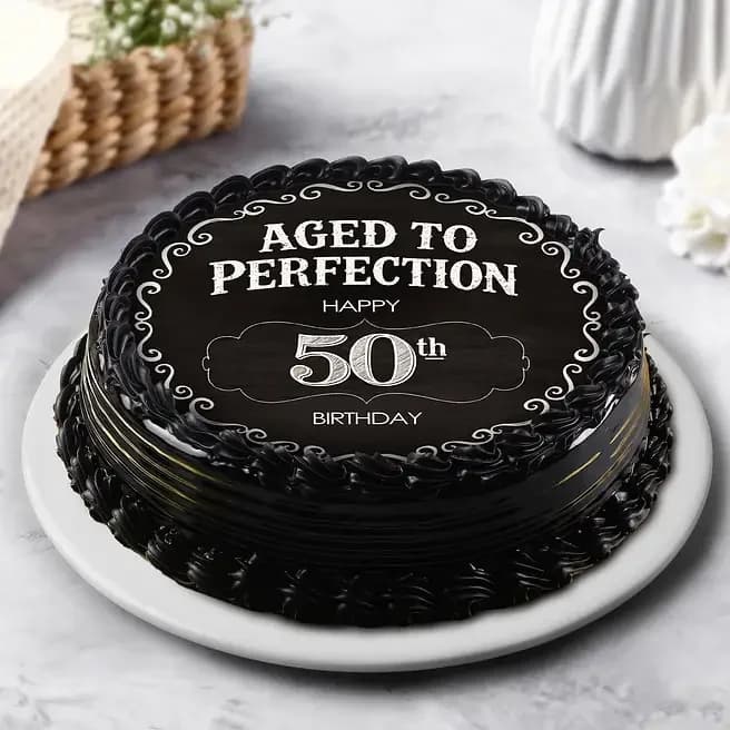 Cheers to 50th Birthday Eggless Truffle Photo Cake Delice : 500g — view 1 of 3