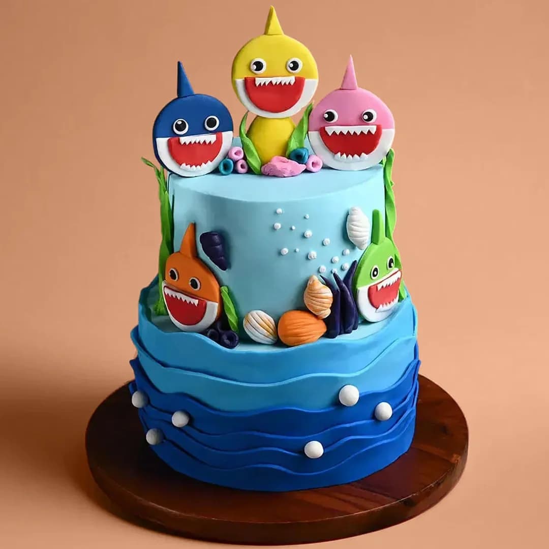 Smiley Sharks Tiered Theme Cake Delice — view 3 of 3
