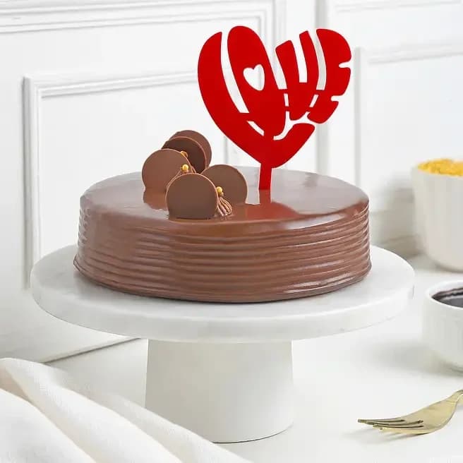Chocolate Truffle Cake With Love Heart Topper Sweet  500g — view 1 of 3