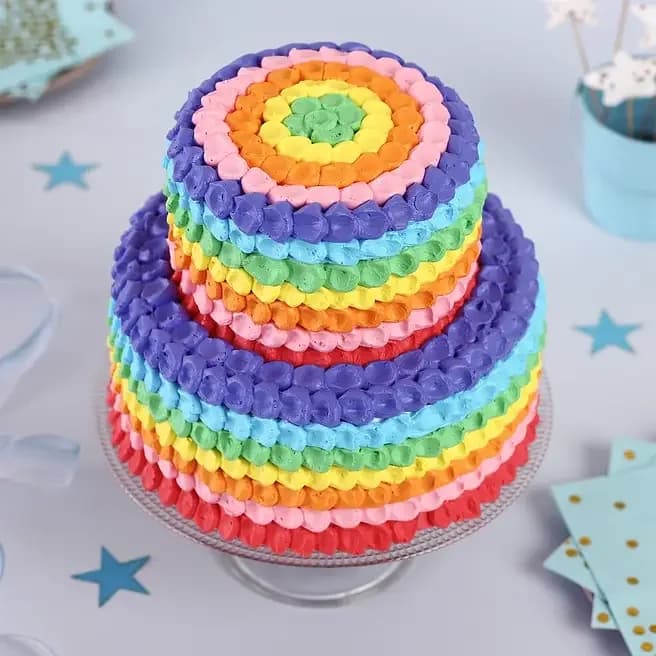 Two Tier Rainbow Truffle Cake Delice  2.5 Kg — view 2 of 3
