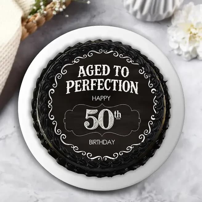 Cheers to 50th Birthday Eggless Truffle Photo Cake Delice : 500g — view 2 of 3