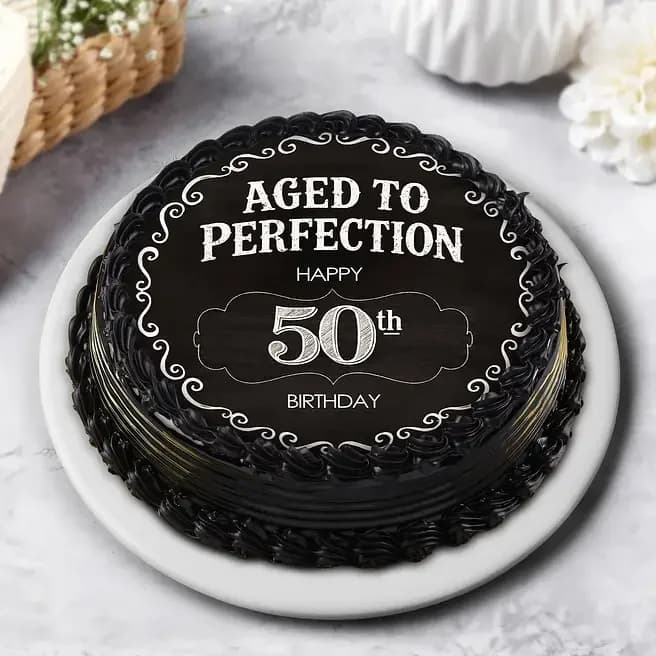 Cheers to 50th Birthday Eggless Truffle Photo Cake Delice : 500g — view 3 of 3