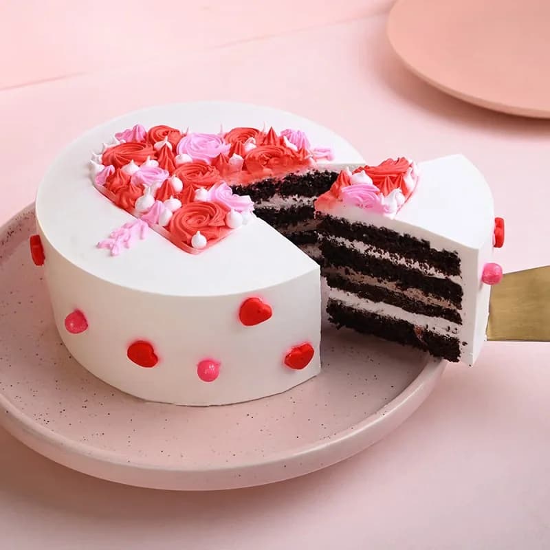 Hearts Topped Black Forest Cake Delice — view 3 of 3