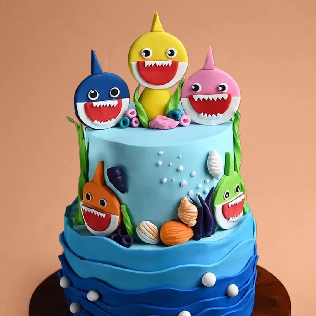 Smiley Sharks Tiered Theme Cake Delice — view 2 of 3