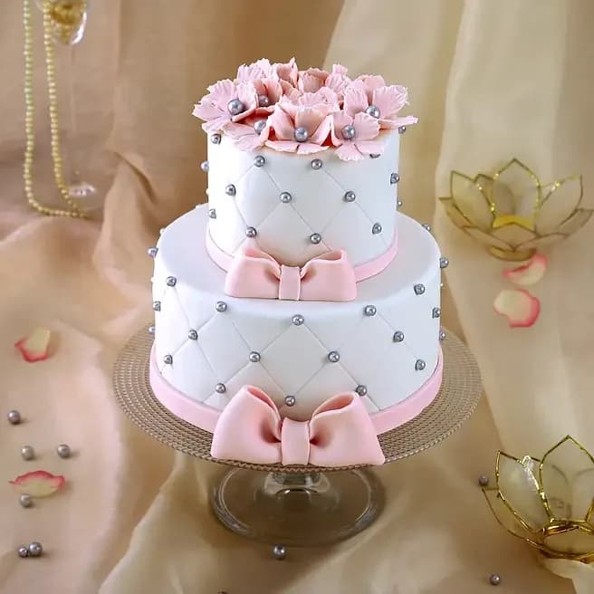 Pink Bow 2 Tier Truffle Cake  Delice 3 Kg — view 1 of 3