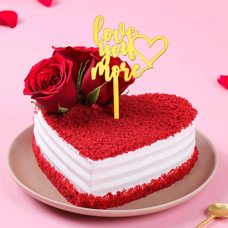 Love Red Velvet Cake With Fresh Roses sweet — view 3 of 3