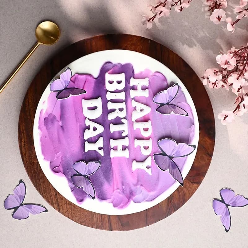 Purple Butterfly Birthday Cake Delice — view 2 of 3