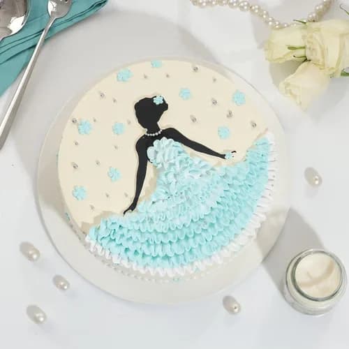 Elegant Blue Blossom Cake For Her Delice — view 2 of 3