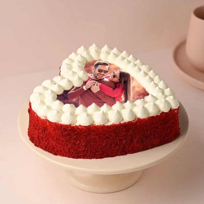 Delish Heart Shape Red Velvet Photo Cake Delice — view 1 of 3