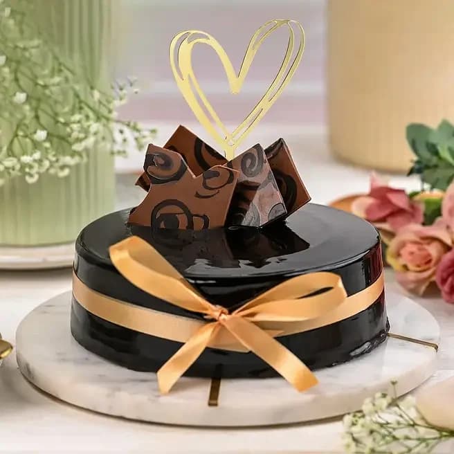 Chocolate Truffle Cake With Heart Shaped Topper Delice  500Gm — view 1 of 3
