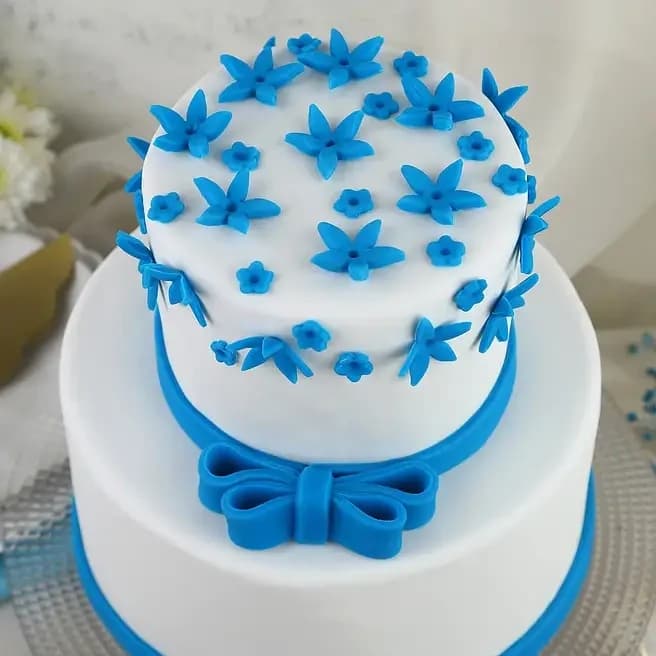 Blue Bow 2 Tier Truffle Cake Sweet  3 Kg — view 3 of 3