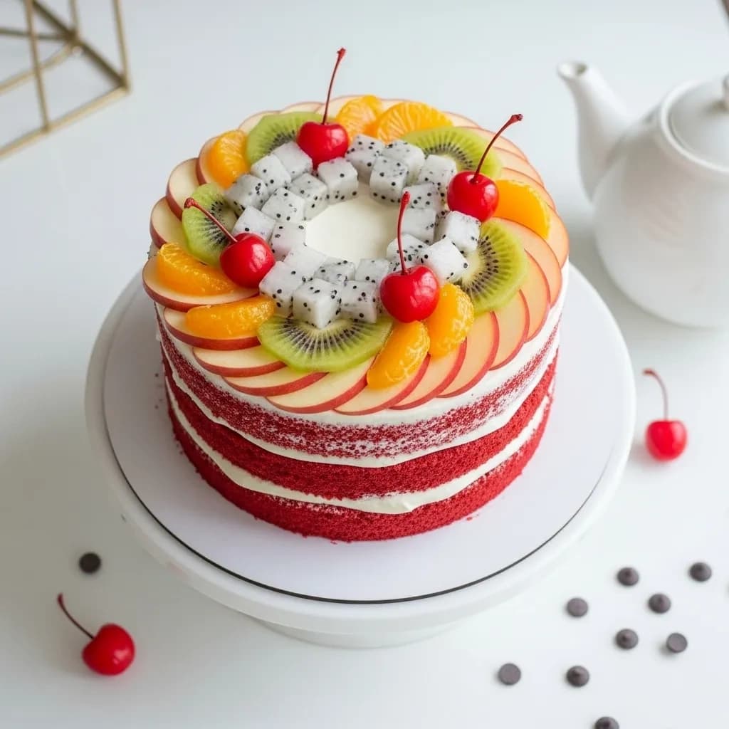 Red Velvet Fruit Cake for Birthday Fresh — view 3 of 3