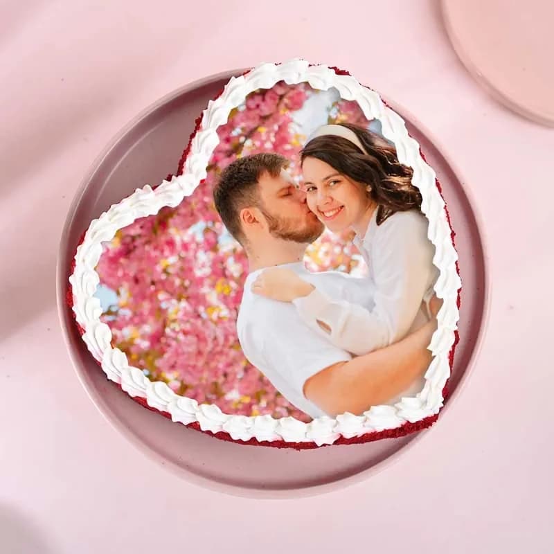 Red Velvet Heart Photo Cake Delice — view 2 of 3