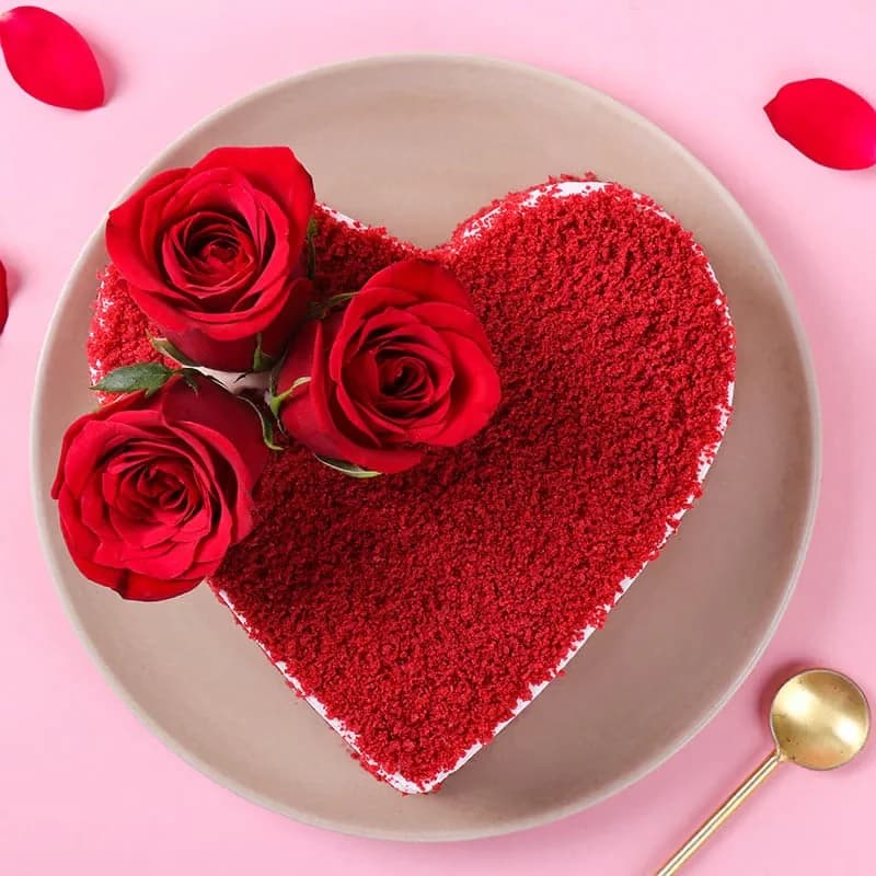 Love Red Velvet Cake With Fresh Roses sweet — view 2 of 3