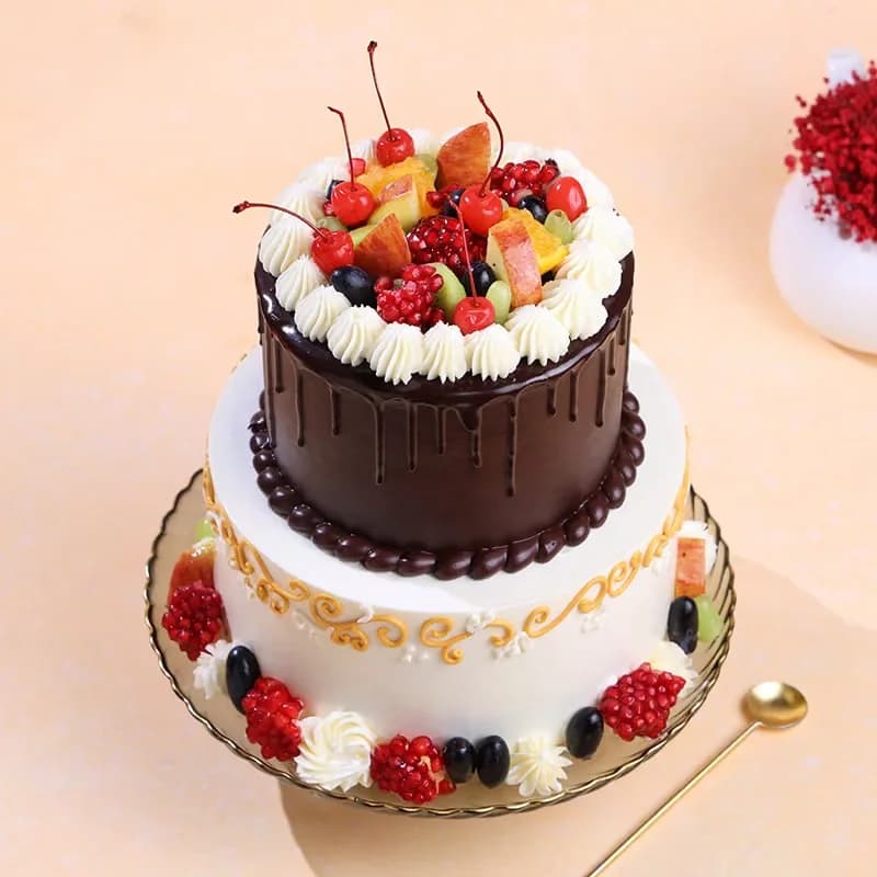 Two Tier Fruit Theme Cake Sweet — view 3 of 4