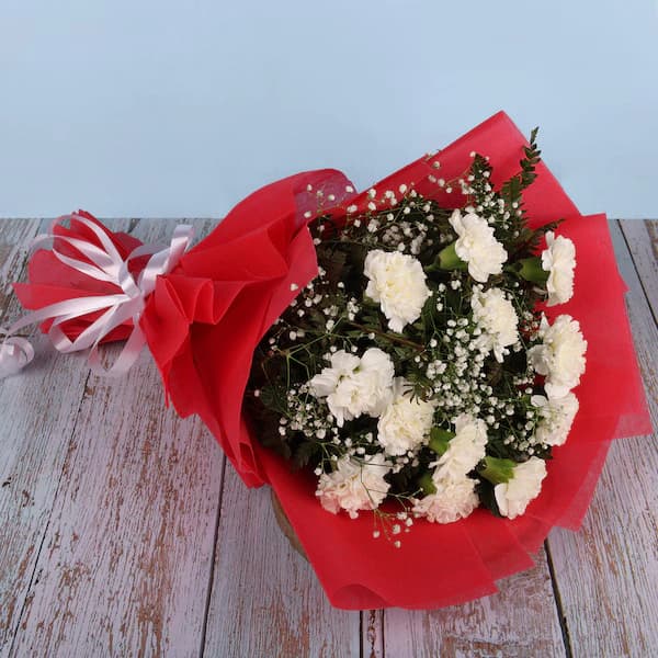 Lovely White Carnation Bouquet — view 3 of 4