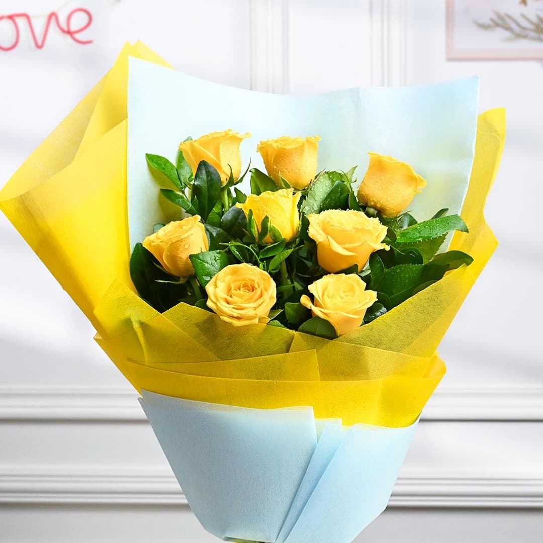 Elegant Yellow Roses Wrapped With Love Bouquets — view 2 of 3
