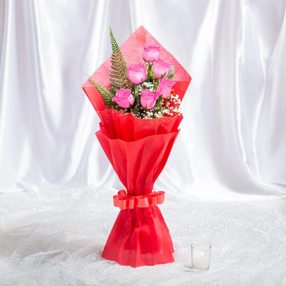 Blooming Pink Rose Flowers  Bouquet — view 1 of 3