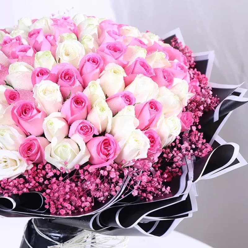 Radiance Of Romance In Pink N White Roses Bouquet — view 3 of 5