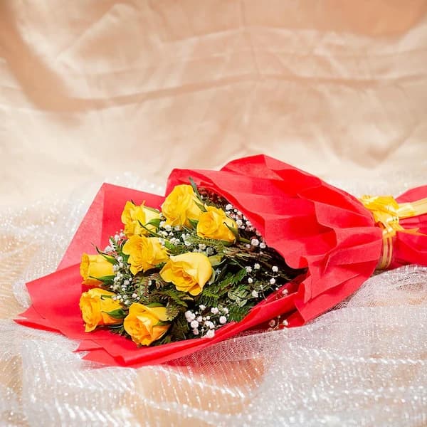 Embellish 8 Yellow Roses Flowers  Bouquet — view 1 of 2