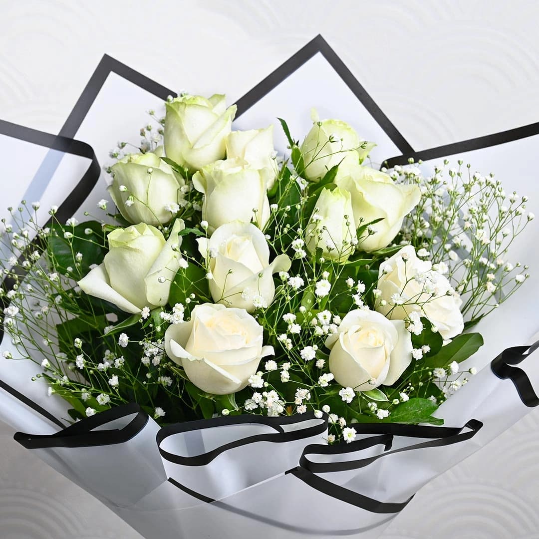 Eternity White Roses Flowers  Bouquet — view 3 of 4