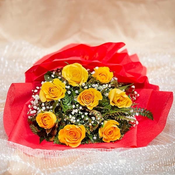 Embellish 8 Yellow Roses Flowers  Bouquet — view 2 of 2