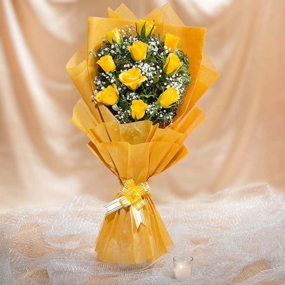 Splendid 10 Yellow Roses Flowers Bouquet — view 1 of 3