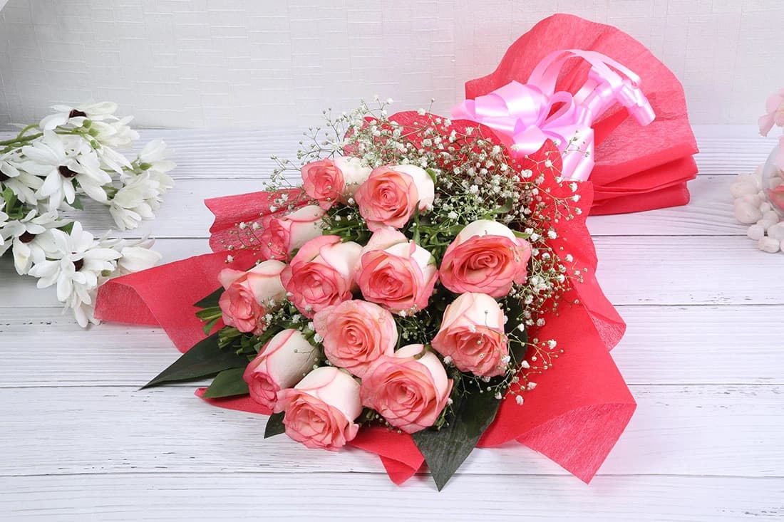 Pink rose love Flowers  bouquet — view 2 of 4