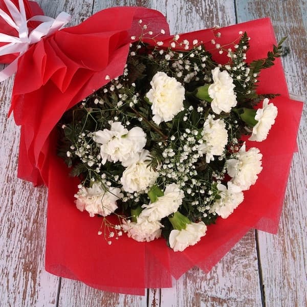 Lovely White Carnation Bouquet — view 4 of 4