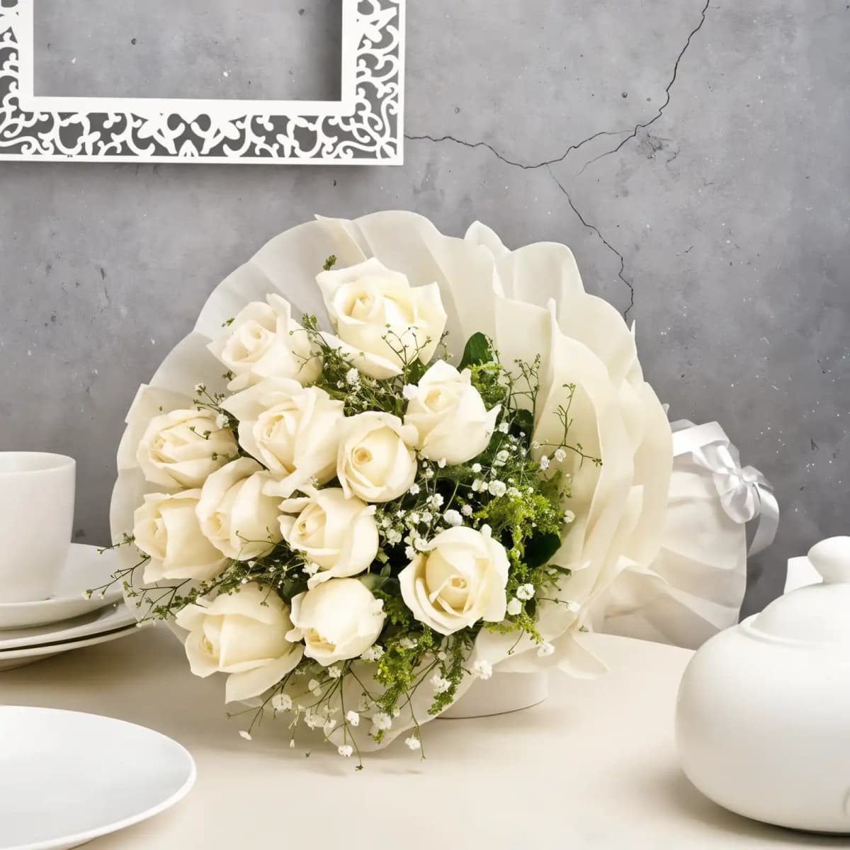 Snow White Rose Flowers  Bouquet — view 2 of 2