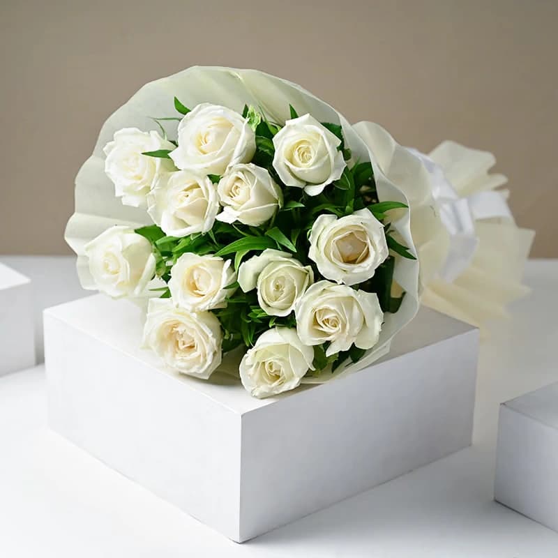 Eternity White Roses Flowers  Bouquets — view 1 of 3
