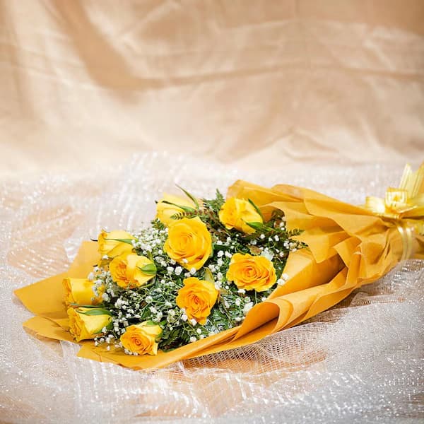 Splendid 10 Yellow Roses Flowers Bouquet — view 3 of 3