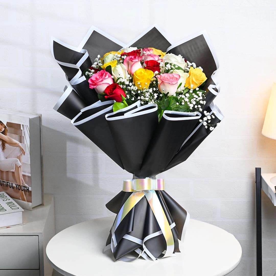 Majestic Bouquet Of Mixed Roses Flowers — view 1 of 4