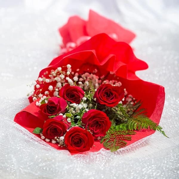Crimson Love 6 Roses Flowers Bouquet — view 3 of 3