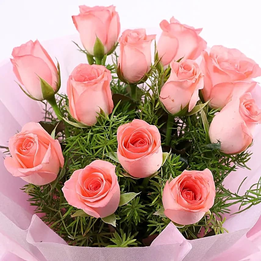 Elegance 12 Pink Roses Flowers  Bouquet — view 4 of 4