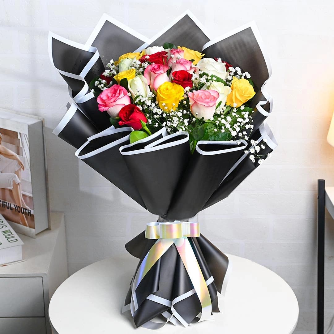 Majestic Bouquet Of Mixed Roses Flowers — view 2 of 4