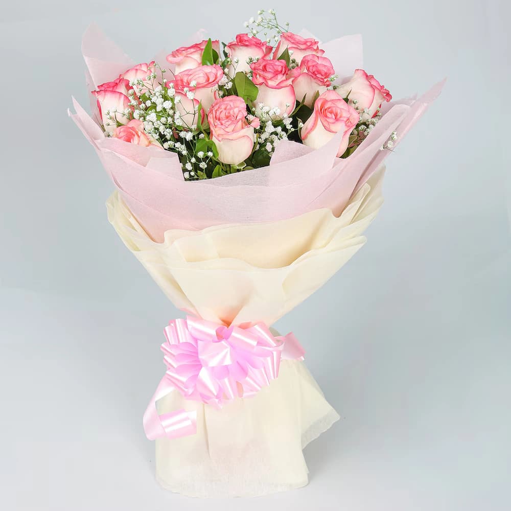 Pink Roses Of Happiness Flowers Bouquet — view 1 of 3