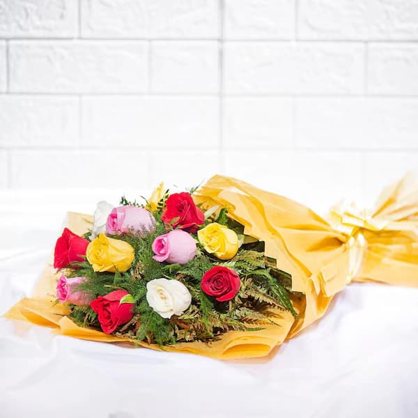 Amber Embraced Mix Roses Flowers  Bouquet — view 2 of 3