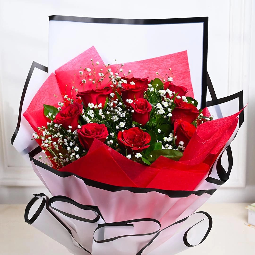 Red Roses Wrapped In Elagance Bouquet — view 3 of 4