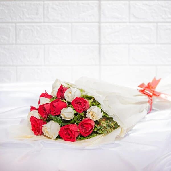 Charming Red And White Roses Arrangement Bouquet — view 3 of 3