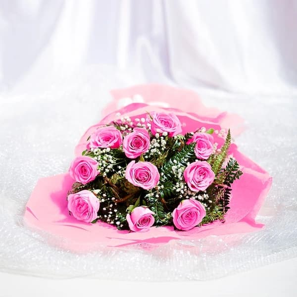 10 Pink Roses  Flowers Bouquet — view 3 of 3